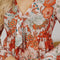 Orange Floral Print Deep V Neck Knot Bell Sleeve Blouse